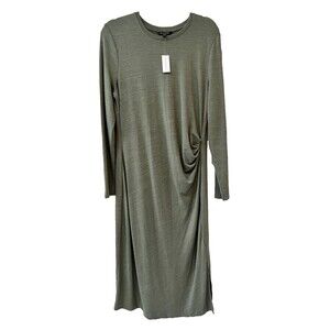 Banana Republic Women Shift Green Gray Long Sleeve Side Drape Dress size L New